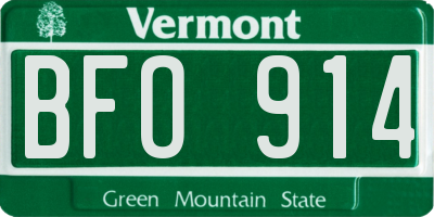 VT license plate BFO914