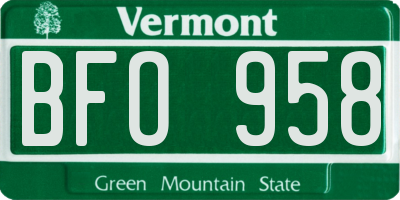 VT license plate BFO958
