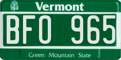 VT license plate BFO965