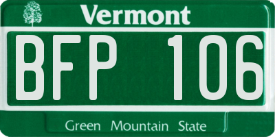 VT license plate BFP106