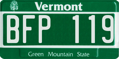 VT license plate BFP119