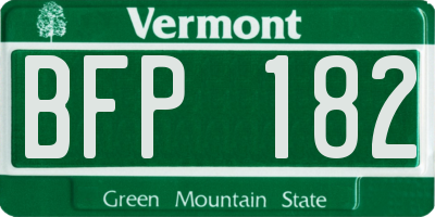 VT license plate BFP182
