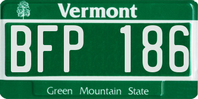 VT license plate BFP186
