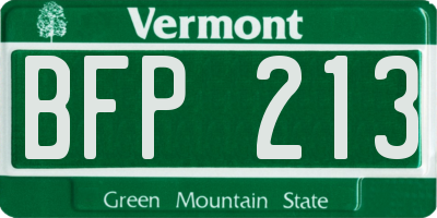 VT license plate BFP213