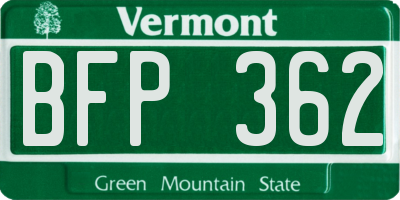 VT license plate BFP362