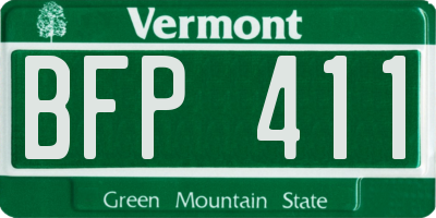 VT license plate BFP411