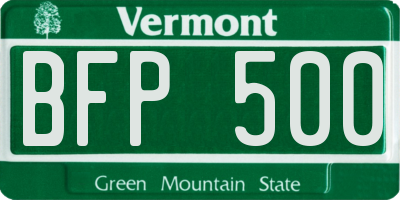 VT license plate BFP500