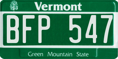 VT license plate BFP547