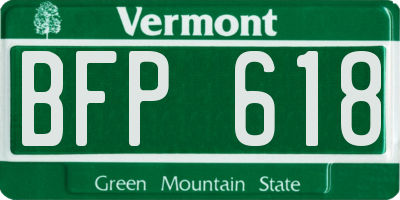 VT license plate BFP618