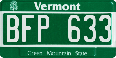 VT license plate BFP633