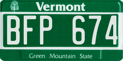 VT license plate BFP674