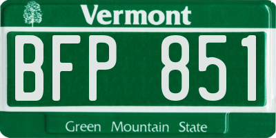 VT license plate BFP851