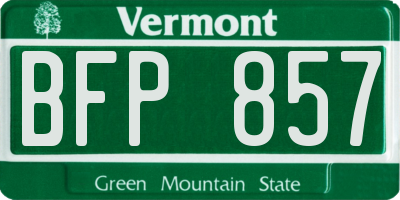 VT license plate BFP857
