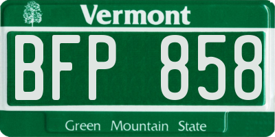 VT license plate BFP858