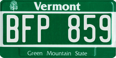 VT license plate BFP859