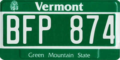 VT license plate BFP874