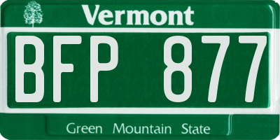 VT license plate BFP877