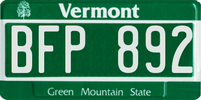VT license plate BFP892