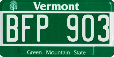 VT license plate BFP903