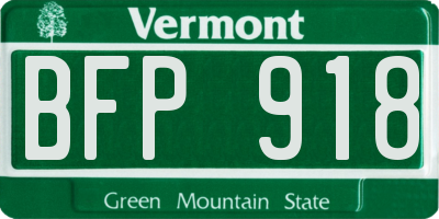 VT license plate BFP918