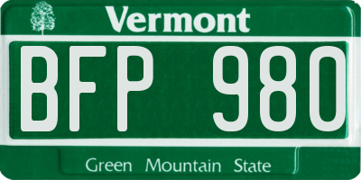 VT license plate BFP980