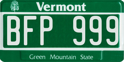 VT license plate BFP999
