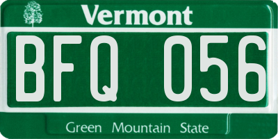 VT license plate BFQ056