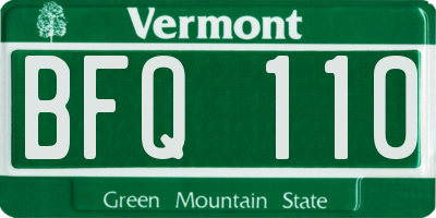 VT license plate BFQ110