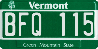 VT license plate BFQ115