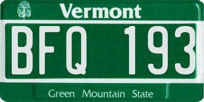 VT license plate BFQ193