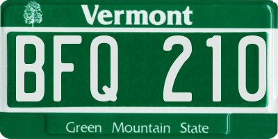 VT license plate BFQ210