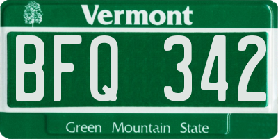 VT license plate BFQ342