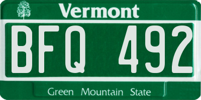 VT license plate BFQ492