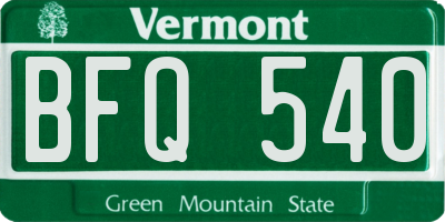 VT license plate BFQ540