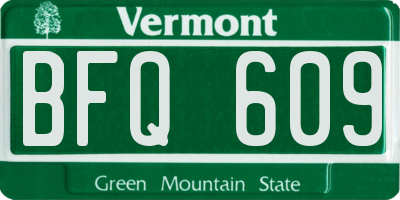 VT license plate BFQ609