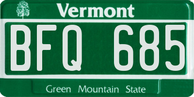 VT license plate BFQ685
