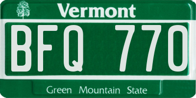 VT license plate BFQ770