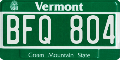 VT license plate BFQ804