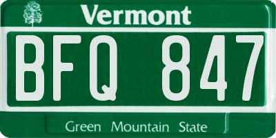 VT license plate BFQ847