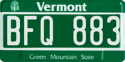 VT license plate BFQ883