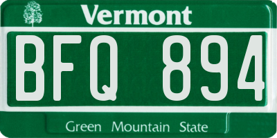 VT license plate BFQ894