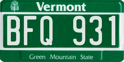 VT license plate BFQ931