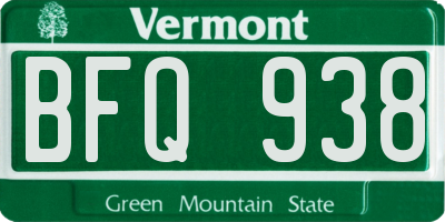 VT license plate BFQ938