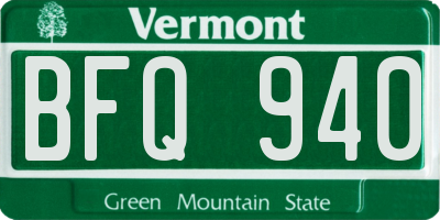 VT license plate BFQ940