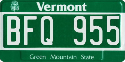 VT license plate BFQ955