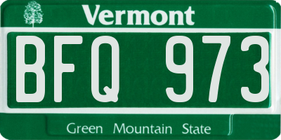 VT license plate BFQ973