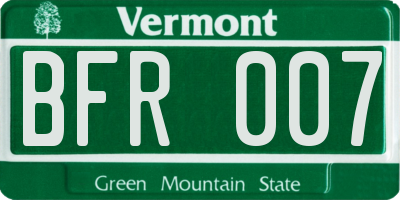 VT license plate BFR007