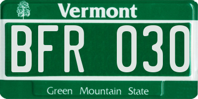 VT license plate BFR030