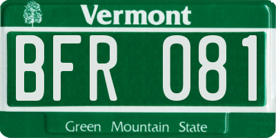 VT license plate BFR081