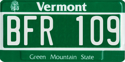 VT license plate BFR109